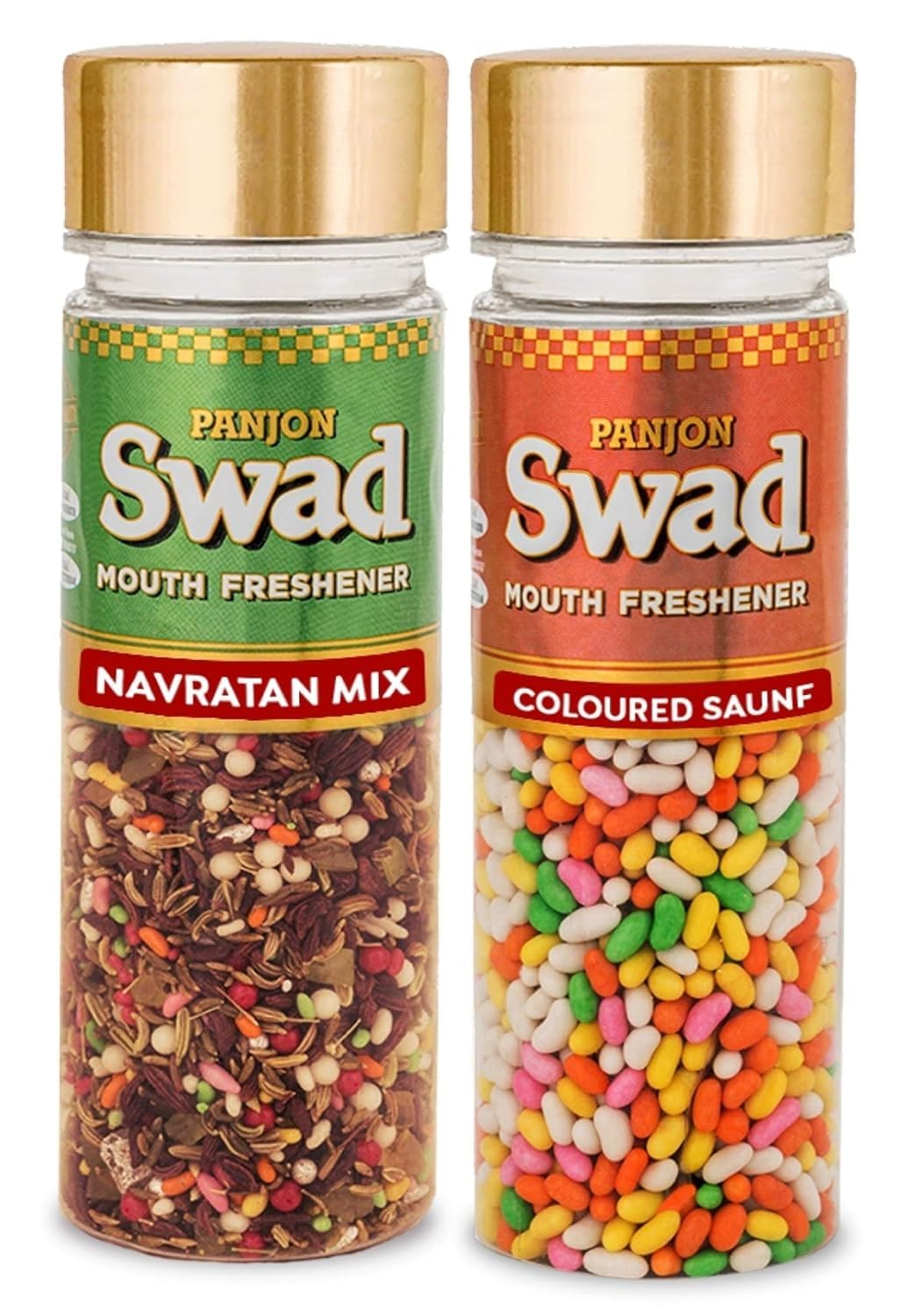 Panjon Swad Navaratan Mix & Coloured Saunf Mouth Fresheners 320gm, (160gm *2 Bottles)