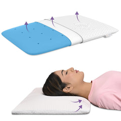 Cooling Gel Memory Foam Pillow Ultra - Thin Size - 2.5 Inch | For Neck Pain, Shoulder Pain & Spondylitis, With Removable Washable Cover | Lightweight, Adjustable - Pack Of 1