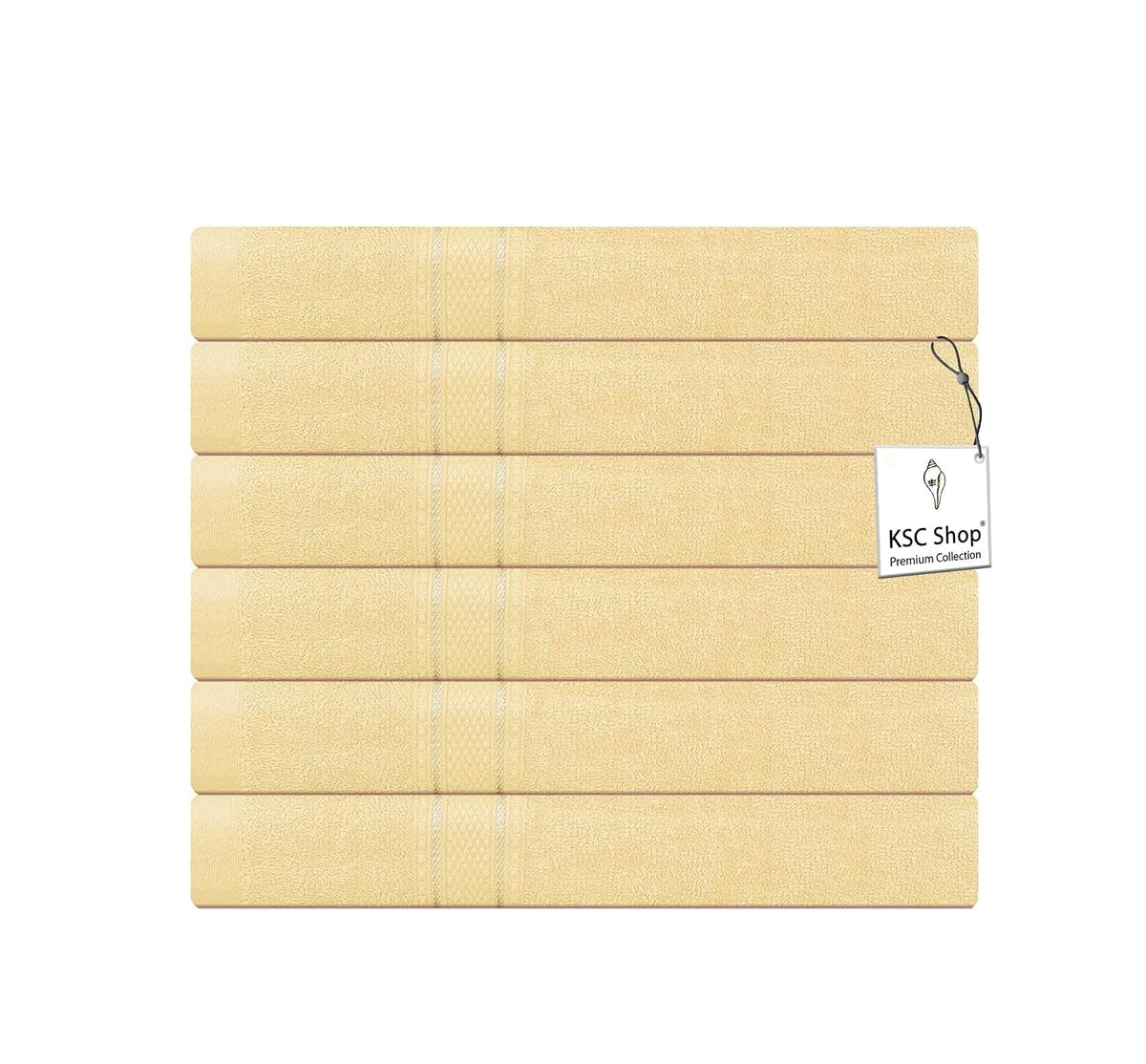 Ksc Shop Premium Luxury Cotton Face Towel 900 Gsm | Ultra Soft Highly Absorbent Face Towel (Beige) - Pack Of 6