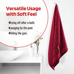 Kuber Industries Rectangle Super Absorbent Bath Towel 3000 Gsm | Soft & Comfortable Swimming & Bathing Towels | Gold Flower (Red)- Pack Of 6