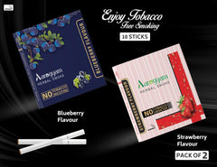 Aarogyam Herbals Pack Of 2 Flavours 100% Tobacco & Nicotine Free Cigarette For Relieve Stress & Mood Enhance Product Strawberry, Blueberry - 10 Sticks X 2 Packets