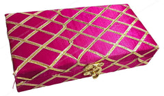 Decorative & Attractive Box Cash Box, Shagun Box, Jewellery Box, Money Box Envelop Wedding, Gift Box, Bangel Box Patola Design, Random Colour - Pink, Material - Wooden