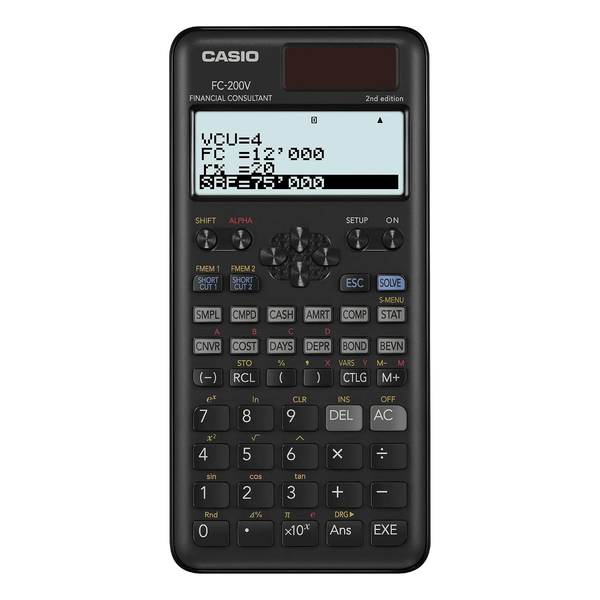 Casio Fc-200v-2nd Edition Financial Calculator, 4-line Display Dot Matrix 10+2 Digits Simple Interest Compound Interest |