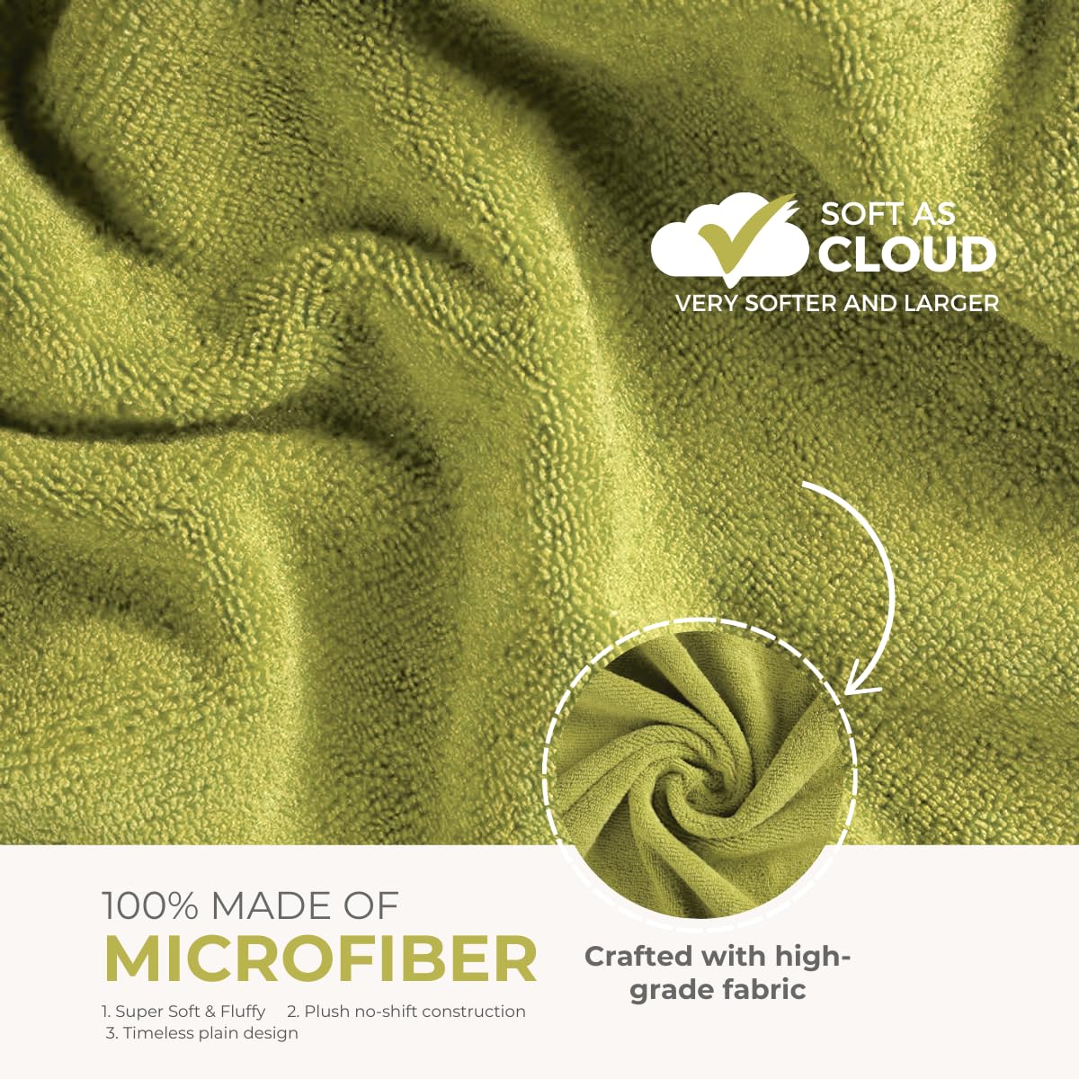 Black Gold The Finer Touch Microfiber Bath Towels 1500 Gsm | Super Absorbent, Lightweight, Ultra-Soft, Fade Resistant (Green) - Pack Of 3