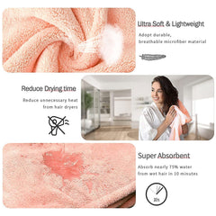 Fezora Hair Towel Wrap Absorbent Towel Hair-Drying Bathrobe Magic Hair Warp Towel Super Quick-Drying Microfiber Bathing Cap For Women (Multicolor)