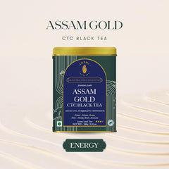 Luxmi Estates Assam Gold CTC Black Tea 100gm, 3.5 Ounce - Saffron, Cinnamon, Natural Cardamom Extract Loose Leaf Tea | Medium Caffeine Chai Patti - Organic Strong Tea