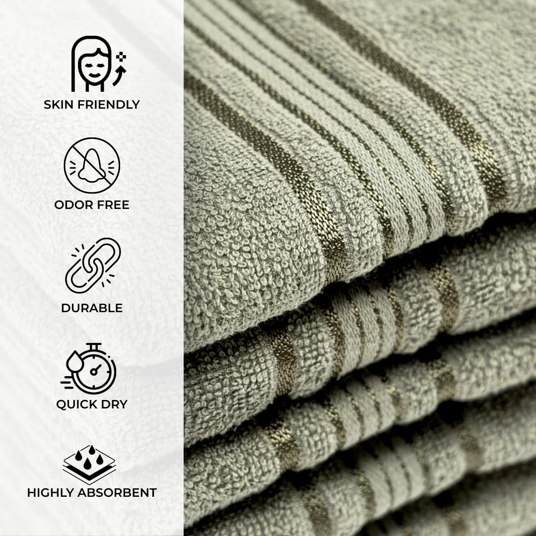 Akiko Home 100% Cotton Essential Series Hand Towels 1200 Gsm | Soft, Absorbent & Durable, Cotton Hand Towel For Bathroom Use, Gentle On Skin- Pack Of 6 (Green)