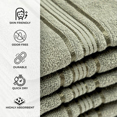 Akiko Home 100% Cotton Essential Series Hand Towels 1200 Gsm | Soft, Absorbent & Durable, Cotton Hand Towel For Bathroom Use, Gentle On Skin- Pack Of 6 (Green)