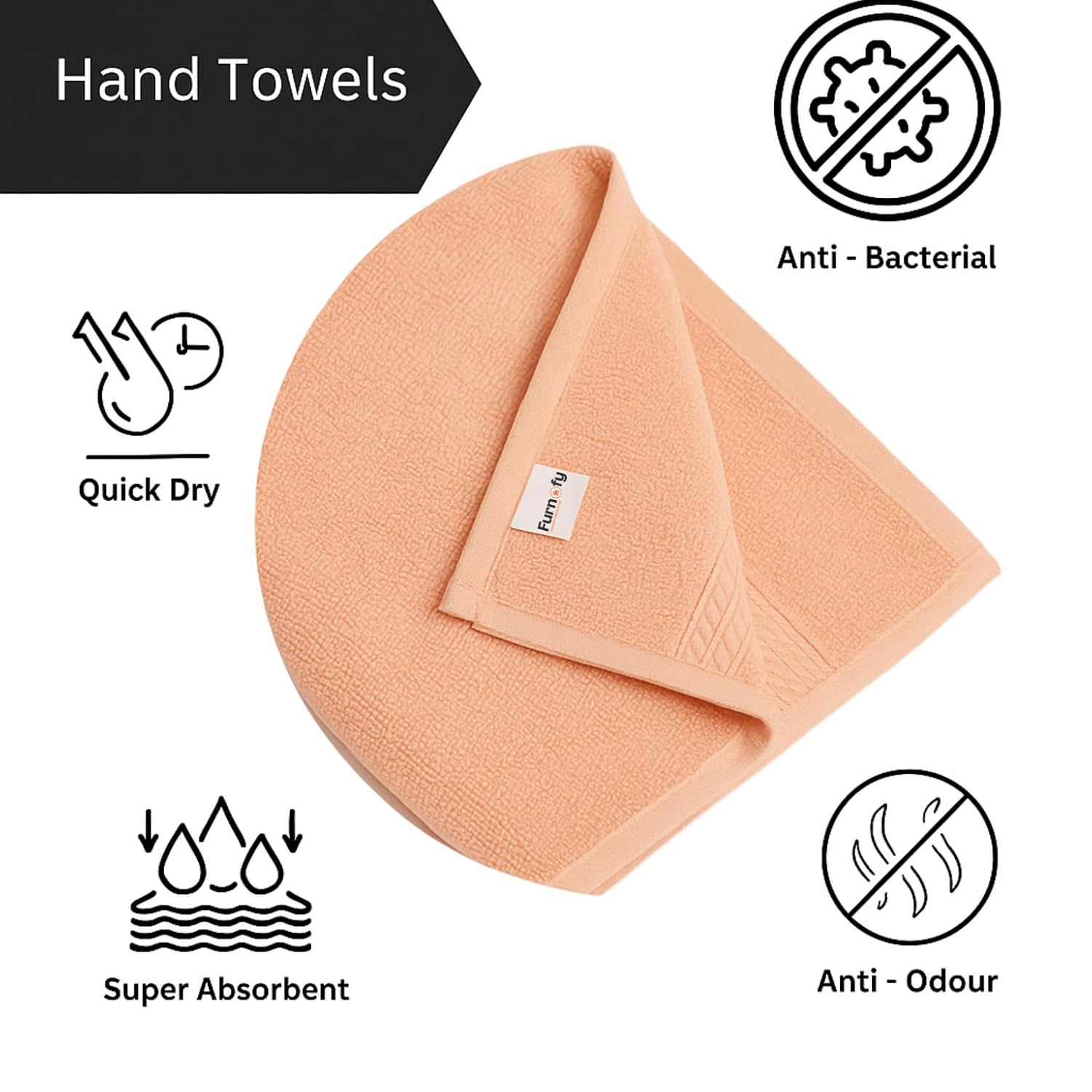 Furnofy Premium Cotton Hand Towels Set Of 6 (Pastel Colour)