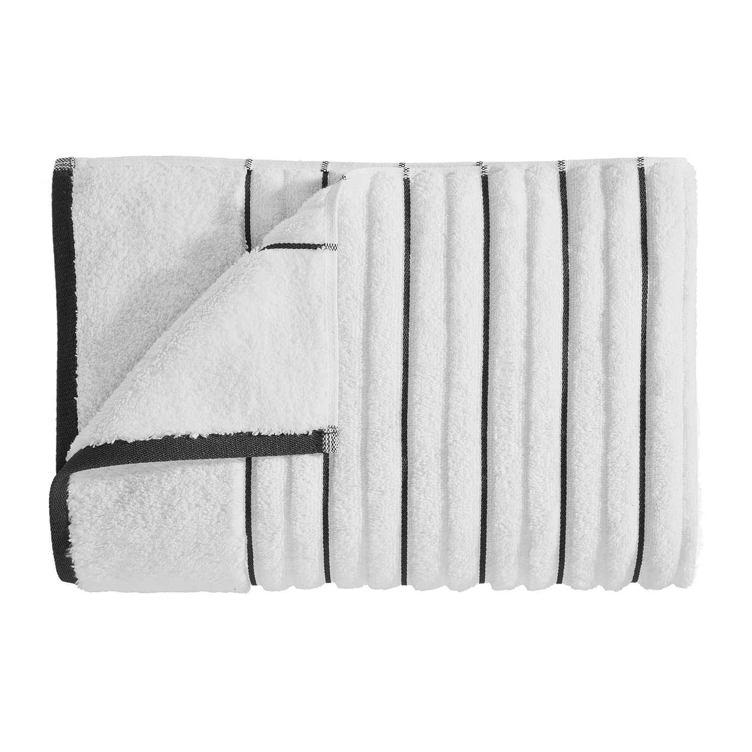 Spaces 100% Cotton Bath Towel 575 Gsm | Ribbed Texture High Absorbency High Loft Cotton Bath Towels (White)