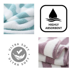 Cotton Bolls Textiles Microfiber Towels For Bath-Soft Coral Fleece Towel With Hook Quick Dry Super Absorbent Bath Towel (Stripe Brown)