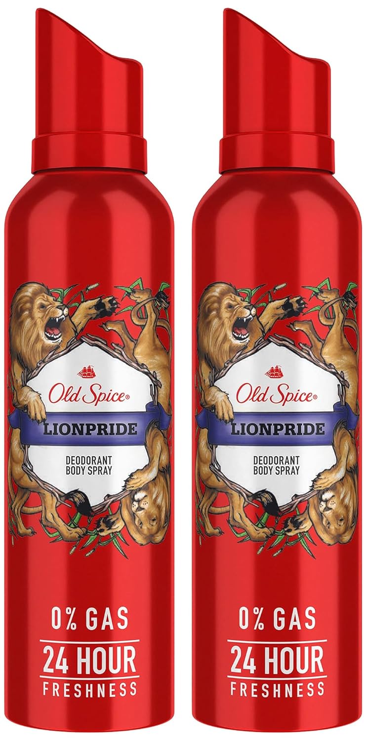 Old Spice Combo Of 2 Lionpride No Gas Deodorant Body Spray Perfume For Men 140ml Each 4.7 Fl.oz.