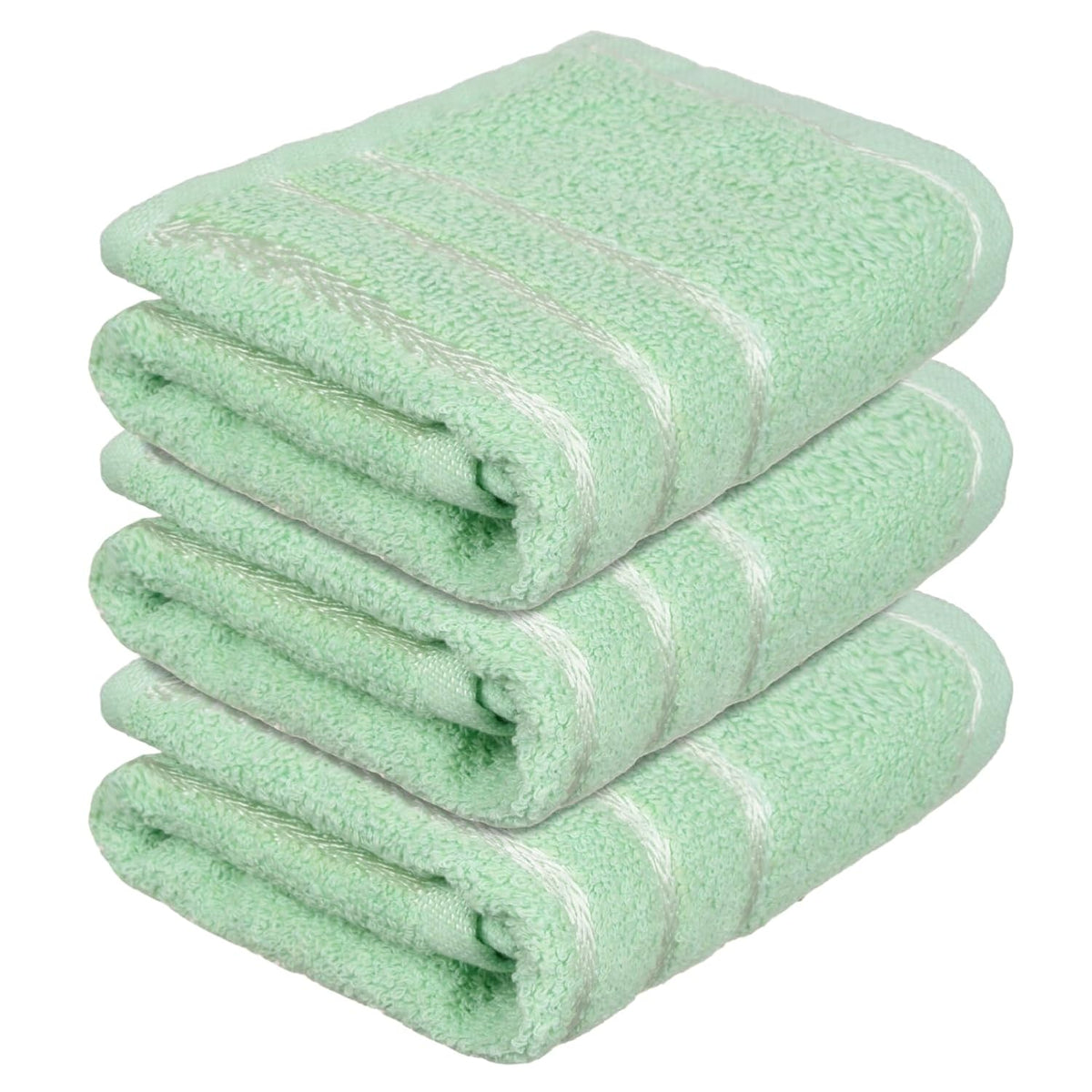 Heart Home Face Towel 600 Gsm | Facewash For Travel Workout Hand Towel | Lining Design Pack Of 3 (Green)