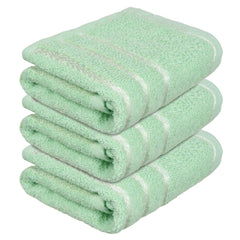 Heart Home Face Towel 600 Gsm | Facewash For Travel Workout Hand Towel | Lining Design Pack Of 3 (Green)