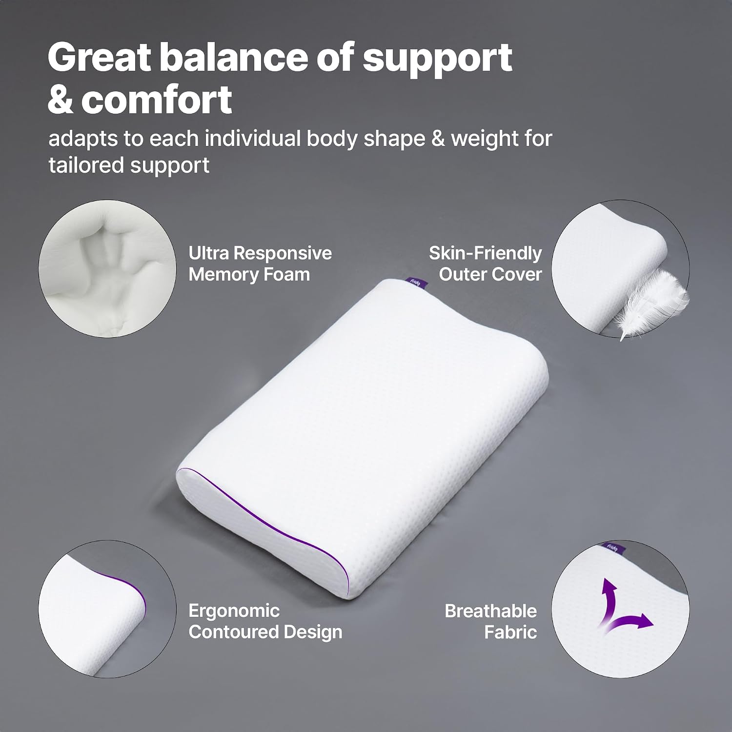 Ultimate Cervical Neck Pillow For Pain Relief Sleep, Butterfly Deign - White | Improves Posture, Neck Pain Relief Cushion With Ultra Responsive Memory Foam & Skin Friendly Cover