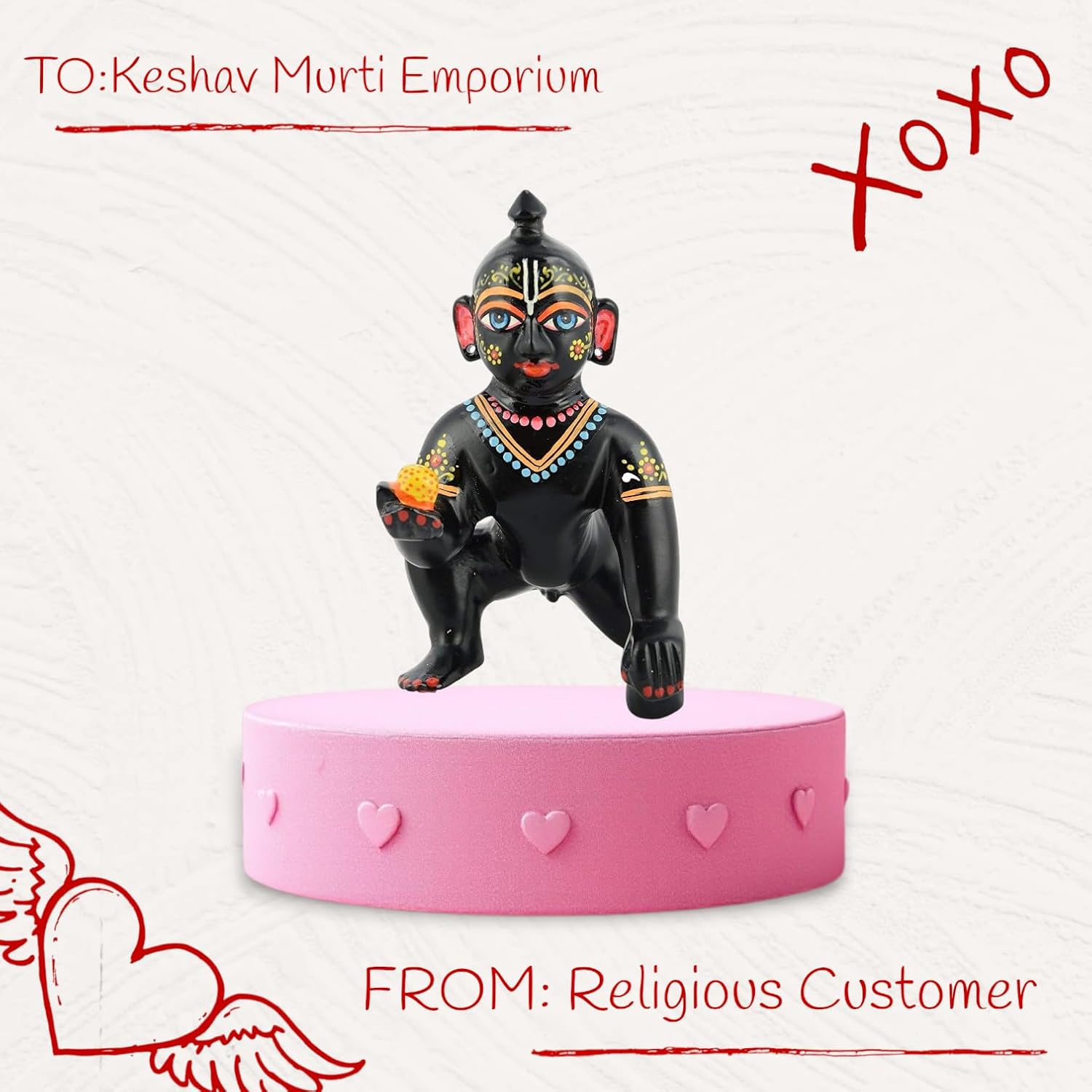 Black Designer Attractive Pure Ashtadhtau Laddu Gopal, Brass, Idol - Size No.6, Golden Hand Painted Idol | Made In Vrindavan, All Occasions & Festivals