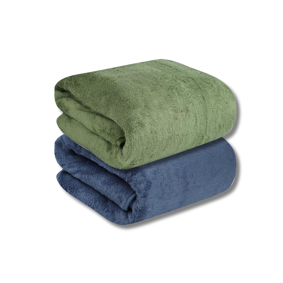 Fezora Microfiber Bath Towels 555 Gsm, | Extra Soft Plush & Quick Dry High Absorbency With Large Size Towels For Bathing Pack Of 2 (Dark Blue & Pista)