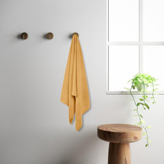 Spaces 100% Cotton Bath Towel 500 Gsm | Quick Dry Nano Spun Special Texture Bath Towels (Gold)