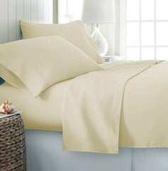 Cotton Queen Size Fitted Bedsheet With 2 Pillow Covers - 60 X 80 + 12 Inches, Ivory | Soft & Durable | Perfect For All Seasons, Especially Summer