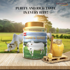 Pure Natural Danedar Cow Ghee By Patanjali | Rich In Nutrients & Vitamins A, D Healthy Desi Cow Ghee Good For Skincare | (1 Litr) 33.8 Ounce | Jar Pack