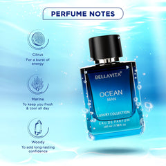 Bella Vita Luxury Ocean Man Eau De Parfum 100ml 3.4 Fl.oz. Luxury Collection | Long Lasting