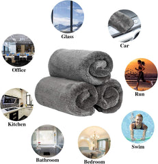 Auto Hub Microfiber Cloth 750 Gsm | Ultra Soft- Edgless & Dual Sided Microfiber Cloth Lint & Streakfree Car Cleaning Cloth - Grey (Pack Of 3)