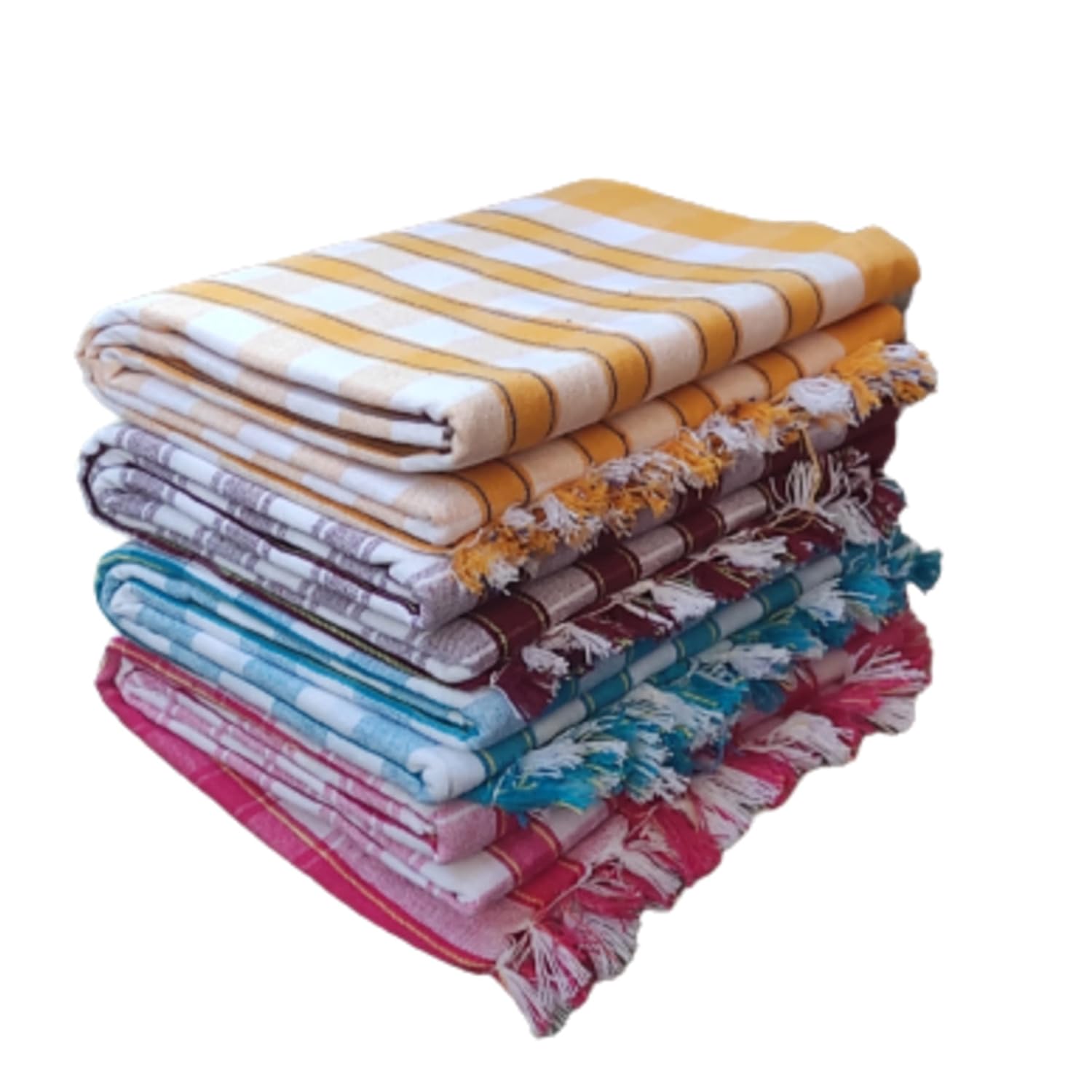 Knss Handloom 100% Pure Cotton Xxxl Size Bath Towels 1200 Gsm (Heavy Quality) Pack Of 4 - Multcolor