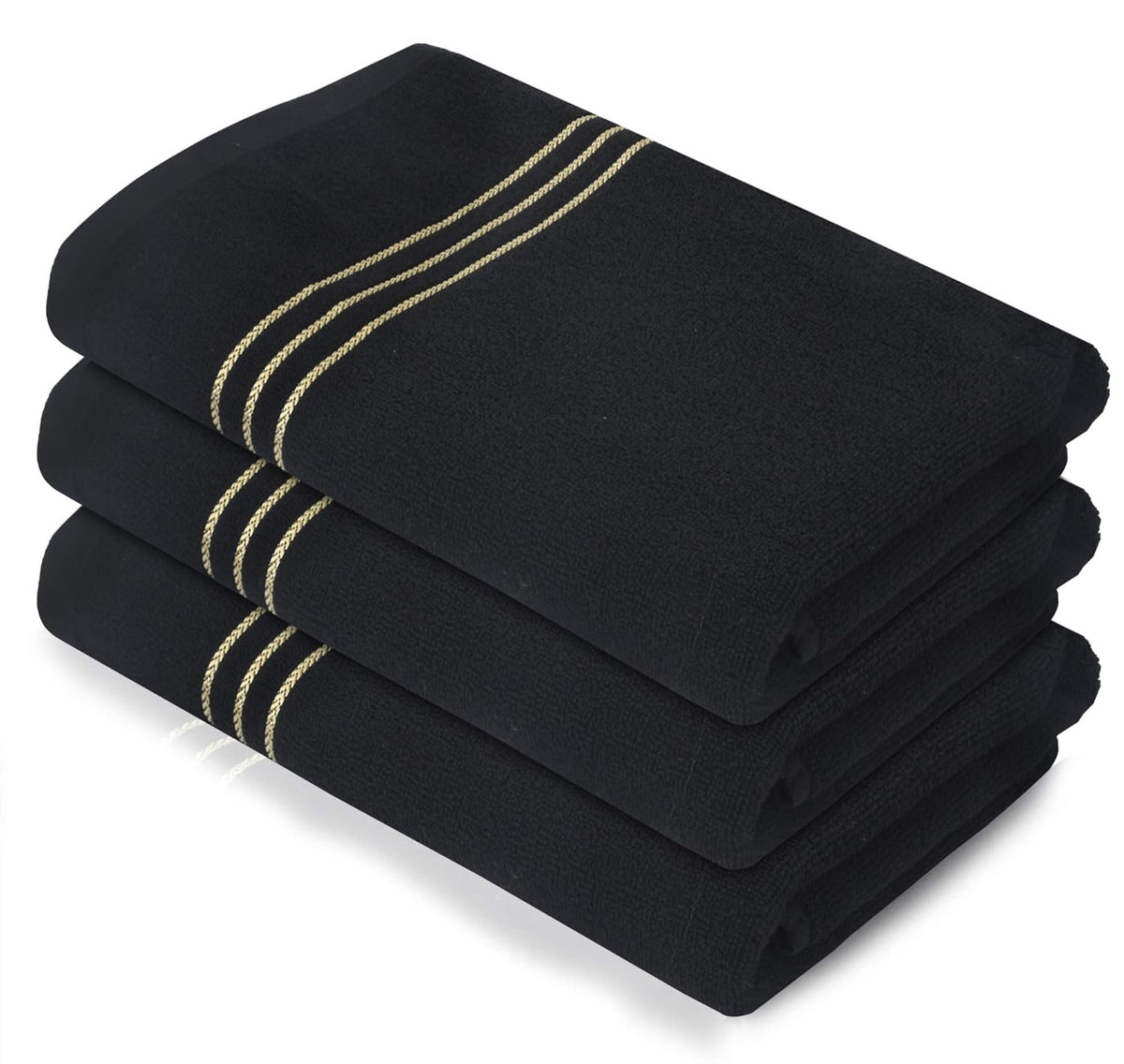 Kuber Industries Cotton Bath Towel 1500 Gsm | Super Soft, Quick Absorbent & Anti-Bacterial Gym & Workout Towels - Black (3 Pieces)