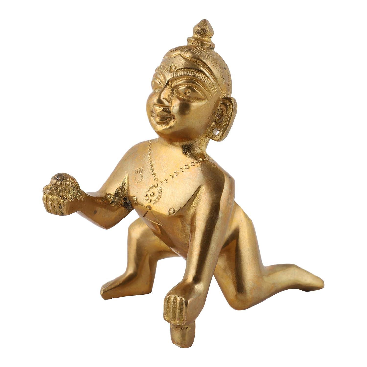 Laddoo Gopal, Baby Krishna Idol, Thakur Ji Murti, Gold, Brass Statue - 6 Cm, Laddu Bal Gopal Kishan, Antique Style, Festivals & Occasion, Handmade Statue, God Idol