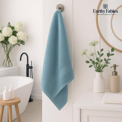 Earthy Fables Premium Bath Towel 600 Gsm | 100% Combed Cotton Ultra Soft, Quick Dry & Highly Absorbent For Home, Travel And Acne-Prone Skin (Aqua) Set Of 2
