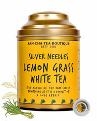 San-Cha Silver Needles Lemongrass White Tea - 75gm, 2.6 Ounce | Relaxing & De-Stress Tea - Low Caffeine, Richest In Antioxidants