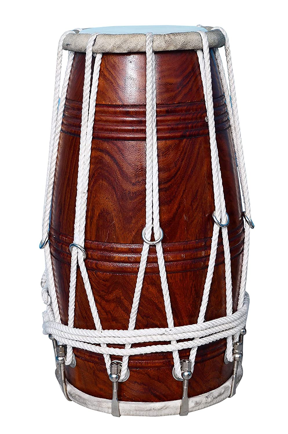 Special Half Rassi Sheesham Wood Dholak Drum With Padded Bag - Brown | Perfectly Symmetric Round Dholak - Dholak For Festival, Wedding, Satsang | Very Easy To Tune