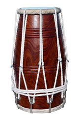 Special Half Rassi Sheesham Wood Dholak Drum With Padded Bag - Brown | Perfectly Symmetric Round Dholak - Dholak For Festival, Wedding, Satsang | Very Easy To Tune, Best Toy For Kids