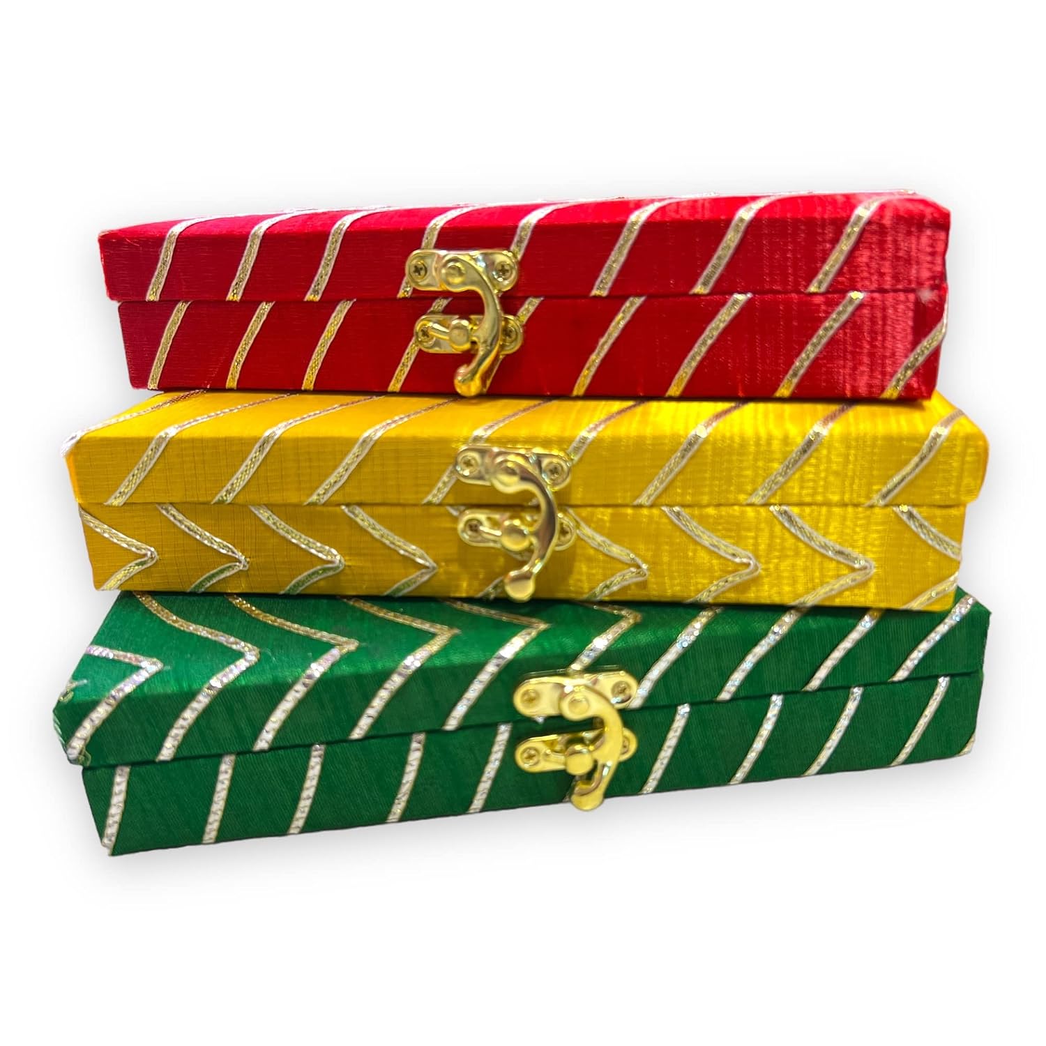 Leheriya Gota Cash Box, Gift Box, Shagun Box, Gaddi Box, Shagun Envelope, Mixed Colour, Pack Of 2, Material - Wood
