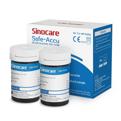 Sinocare Safe-Accu Blood Glucose Test Strips, Pack Of 50 Strips | Works With Safe Accu Glucometer Only - Lancets Not Included | Blood Glucose Monitor Strips