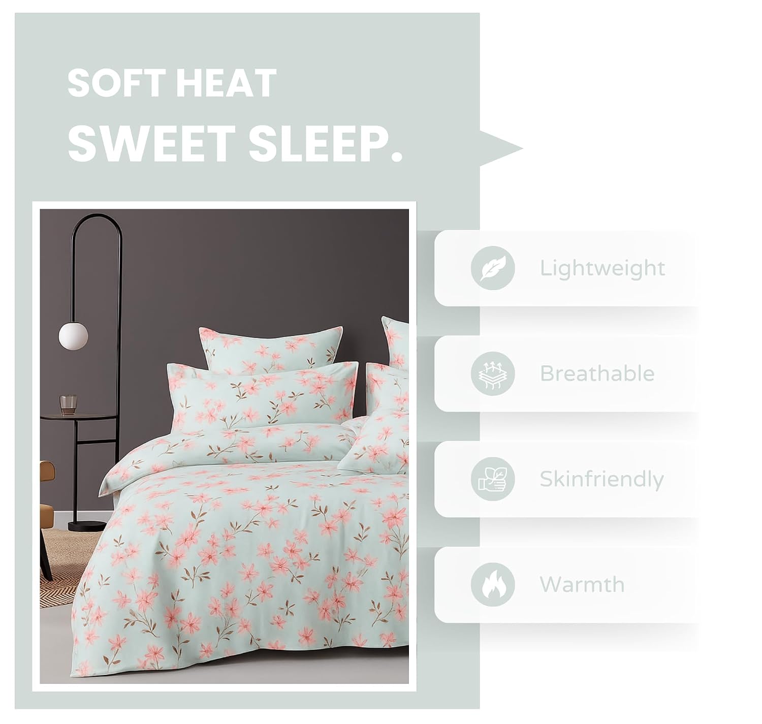 Cotton Double Bedsheets King Size With 2 Pillow Covers | Size 78 X 72+10 Inches, White & Pink - All Around Elastic Fitted Design Bedsheet