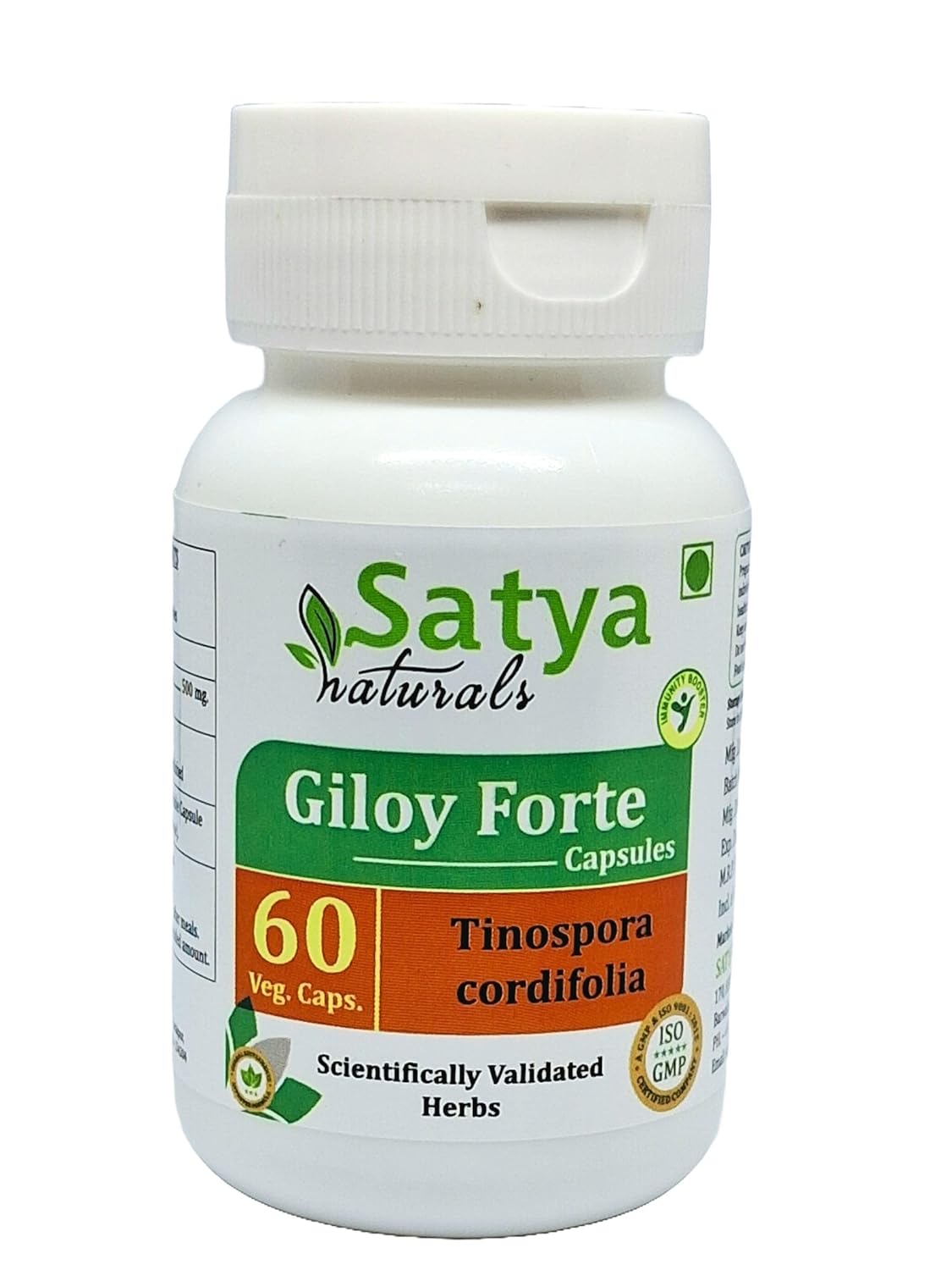 Satya Naturals Tinospora Cordifolia Giloy, Guduchi Extract Capsules, Highest Potency, 100% Herbal Product | 500mg 60 Capsules 100gm 0.2lbs