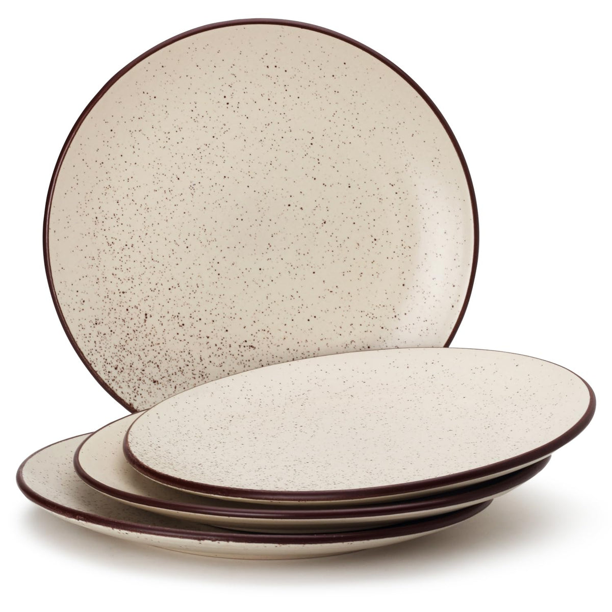 Ceramic Hand Glazed Stoneware Large Dinner Plates Set Of 4 - 10.6 Inch, Beige Speckled | Microwave Safe & Dishwasher Safe – Handcrafted Dinner Plates