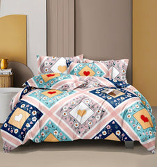 Bedsheet For Queen Size With 2 Pillow Covers - 60 X 78 Inches, Multicolor | Soft & Skin-Friendly Fabric | All Around Elastic Fitted Bedsheet