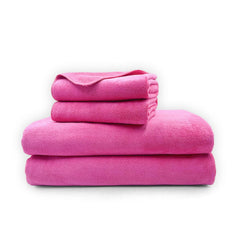 Sassoon Venir Microfiber 2 Hand & 2 Bath Towels 450 Gsm | Absorbent & Quick Dry Multipurpose Hand Towels (Coral Pink)- 4 Piece