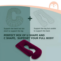 Pregnancy Pillow, Maternity Body Pillow For Sleeping, G Shaped Pillow, Wine - 55 Inch | Full Body Pillow, Pregnancy Pillow For Pregnant Women, Lightweight, Adjustable, Removable Cover