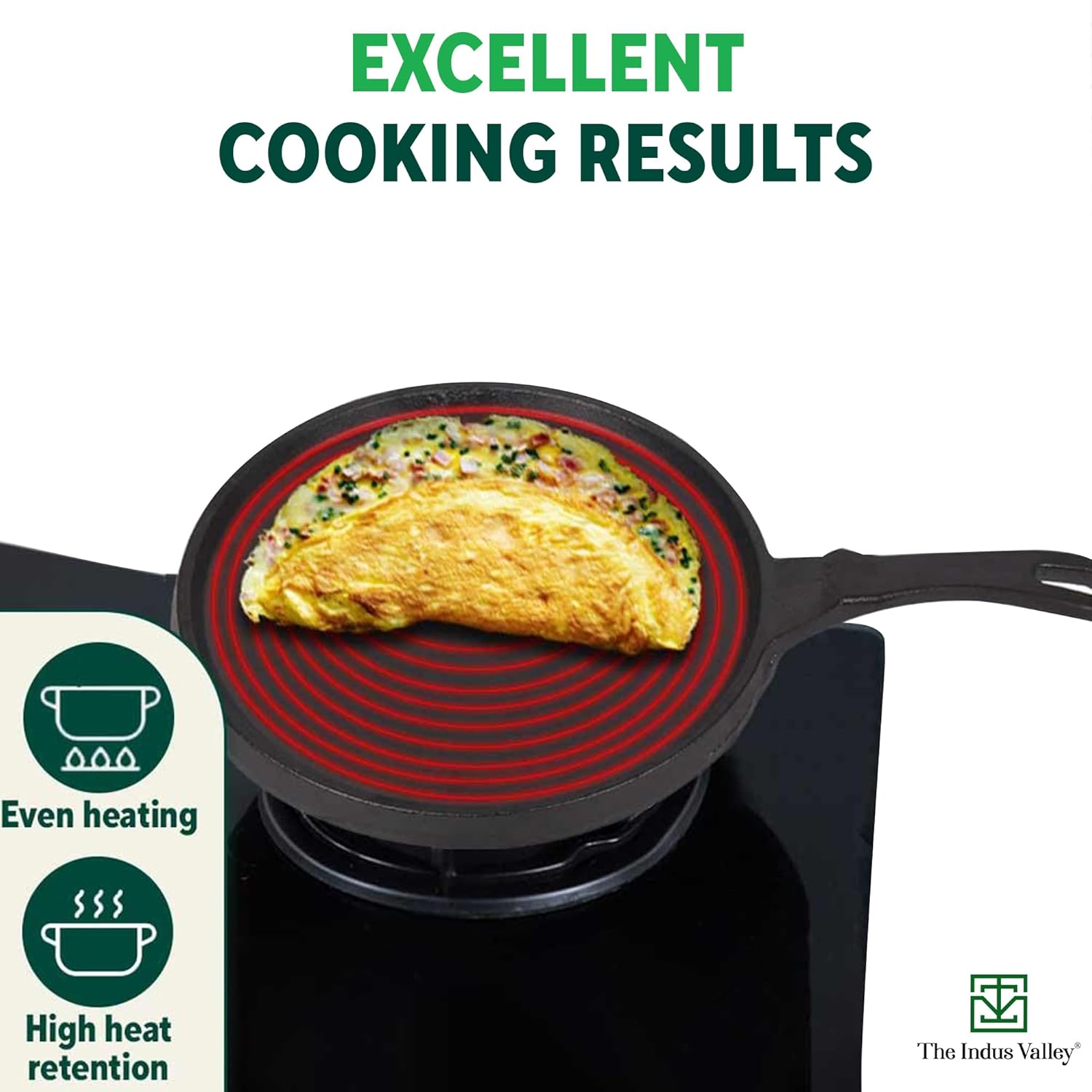 Pre-Seasoned Cast Iron Cookware Set - Kadai 25.4cm, 2.3 Liters + Tawa 25.5cm | Kitchen Cooking Combo Pots & Pans Set Of 2 Pcs - Naturally Nonstick