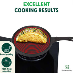 Pre-Seasoned Cast Iron Cookware Set - Kadai 25.4cm, 2.3 Liters + Tawa 25.5cm | Kitchen Cooking Combo Pots & Pans Set Of 2 Pcs - Naturally Nonstick