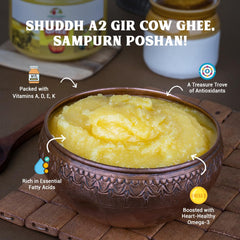 Pure A2 Desi Ghee By Annapurna Lakdi Ghana | High In Protein Fiber & Nutrients Healthy Desi Ghee Good For Parathe | (500ml) 16.9 Ounce | Jar Pack