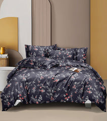 Queen Size Printed Double Bedsheet With 2 Pillow Covers For Home | 90 X 100 Inches, Dark Grey - Beautiful Bedsheet Set | Perfect For Gifting Wedding, Anniversary