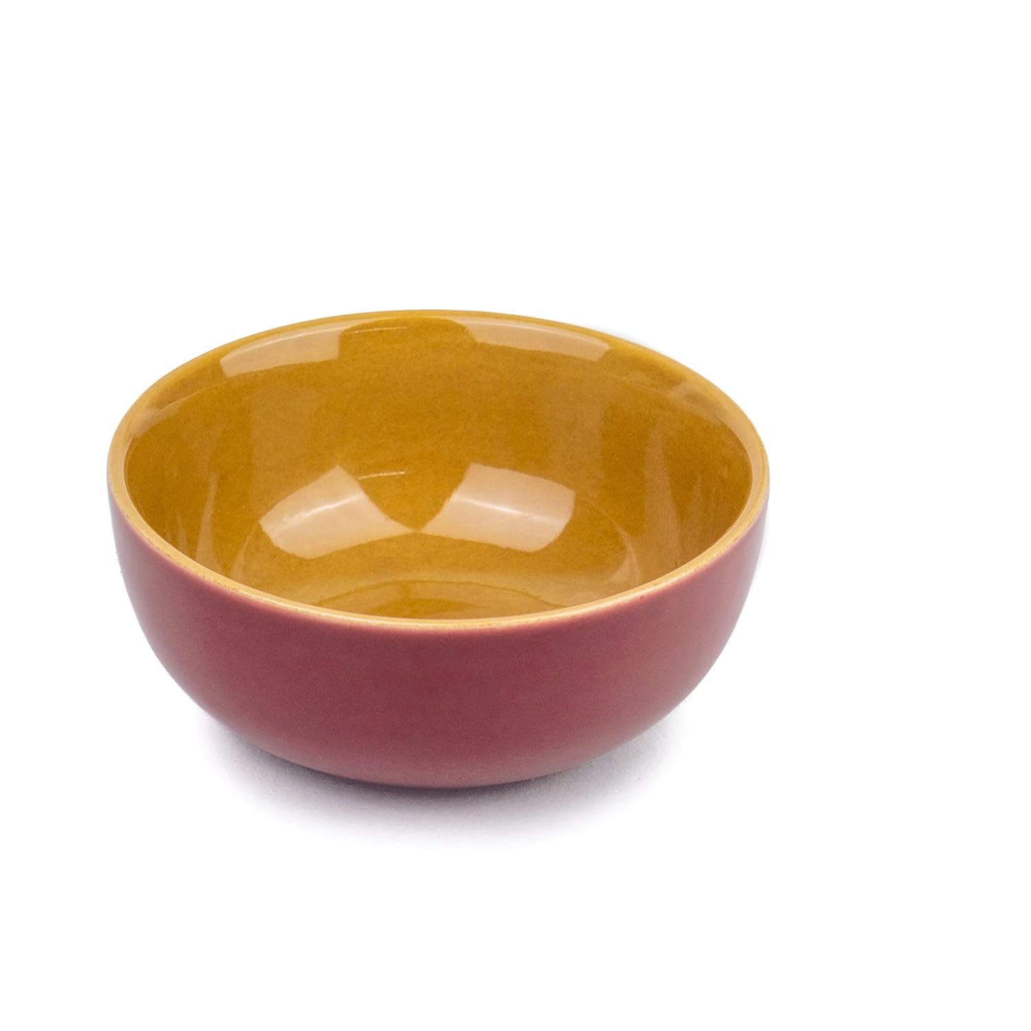 Ceramic Bowl Set Of 4 Pieces For Snacks - 330ml Each, Burgundy Brown | Maggie Bowl, Noodle Bowl With Glossy Finish - Premium Stoneware | Microwave Safe & Dishwasher Safe
