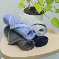 Heelium Bamboo Face Towel 800 Gsm | Ultra Absorbent & Odour-Free 3x Softer Than Cotton Towels | Pack Of 4 -Blue, Grey, Iris & Light Grey