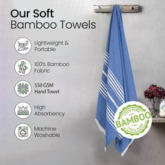 Mush Bamboo Turkish Towel 280 Gsm | 100% Bamboo Ultra Soft, Absorbent & Quick Dry Bath Towel Beach, Pool, Travel, Spa & Yoga (Aqua + D. Green & Navy)