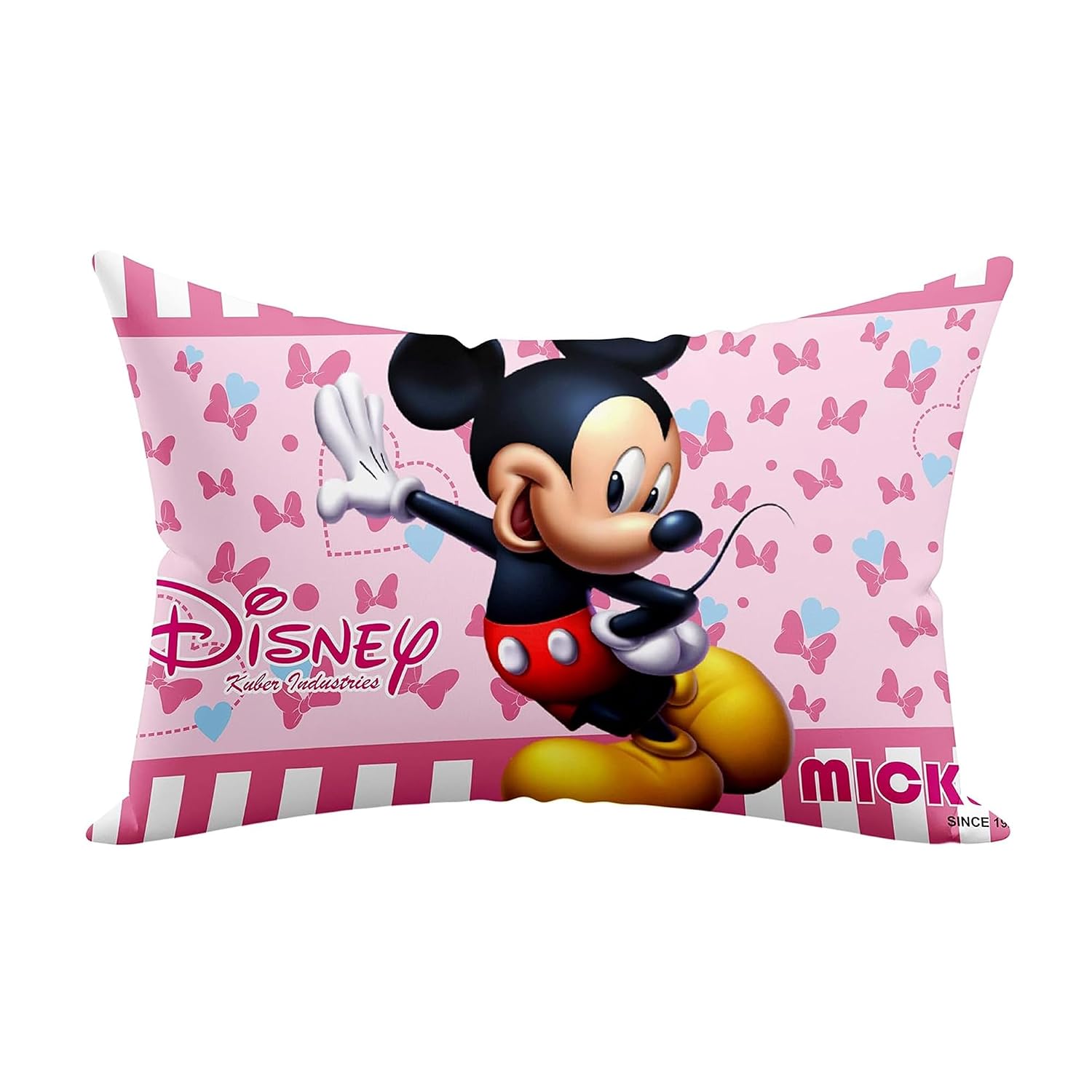 Kid's Disney Mickey & Minnie Pillow For Sleeping, Pink - 12 X 18 Inches | Cozy & Fluffy Super Soft Pillow | Suitable For All Sleepers, Multipurpose & Comfortable, Breathable - 2 Pcs