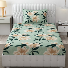 Microfiber Single Bedsheet Set With 1 Pillow Covers (60 X 90 Inches) Sea Green | Durable & Long-Lasting | 144 Thread Count | Wrinkle Free
